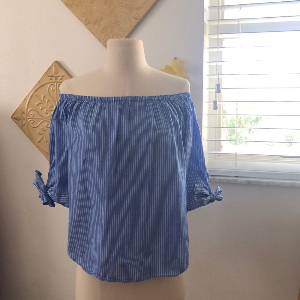 Baby blue with white strips.